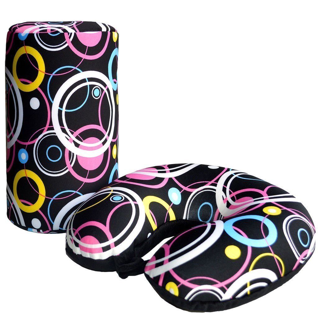 BookishBunny Micro Bead Travel Pillow Set – U-Shaped Neck Pillow + Lumbar Roll, Black