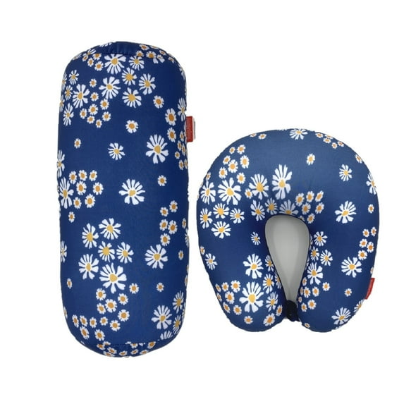 Bookishbunny 2 Pc Set Micro Bead U Shaped Neck Travel Pillow Lumbar Roll Back Support Cushion