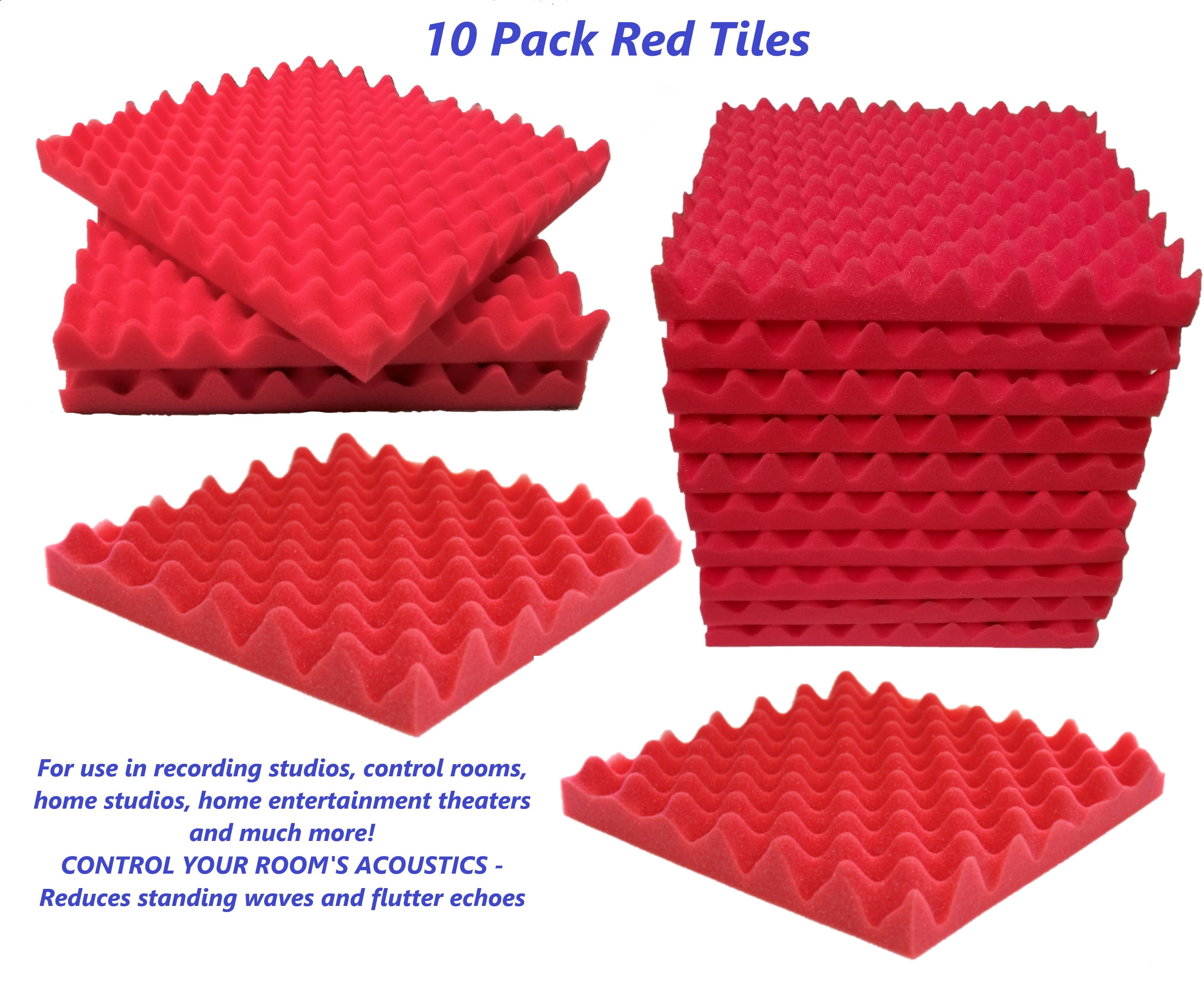 Bookishbunny 20 pk Acoustic Foam Egg Crate Panel Wall Tile Audio Home Studio Deadening Soundproofing 12x12x1.5