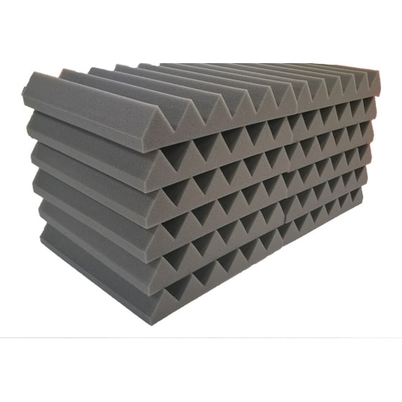 Bookishbunny 24 Pks Acoustic Foam Tiles Wall Record Studio Sound Proof 12"x 12"x 2" Fire Resistant Panels Gray