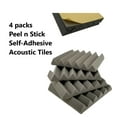thumbnail image 1 of Bookishbunny 4 Pcs  Gray Premium Self-Adhesive Glue Acoustic Foam Tiles Record Studio Sound Proof 12 x 12 x 2 inch, 1 of 5