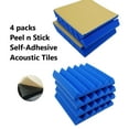 thumbnail image 1 of Bookishbunny 4 Pcs Premium Self-Adhesive Glue Acoustic Foam Tiles Sound Proof 12 x 12 x 2 inch Blue, 1 of 6