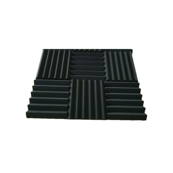 Bookishbunny 6 Pks 12 x 12 x 2" Acoustic Foam Panels Wall Record Studio Soundproofing Damping Fire Resistant Black
