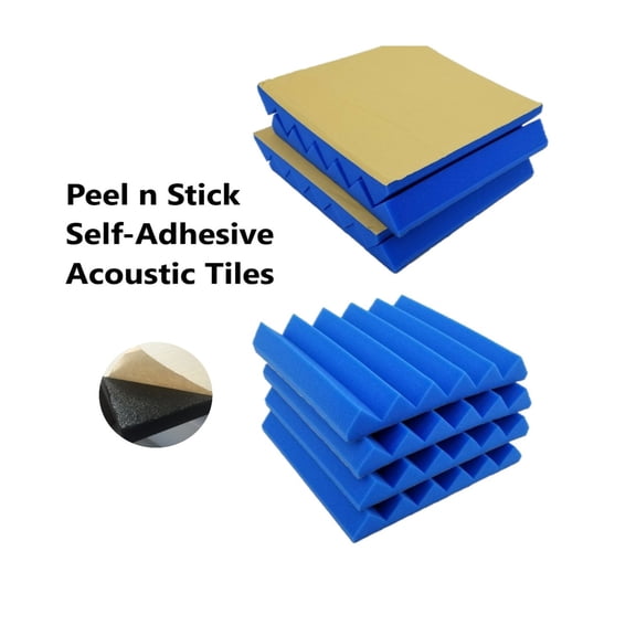 Bookishbunny 8 PK Premium Self-Adhesive Glue Acoustic Foam Tiles Sound Proof 12 x 12 x 2 inch Blue