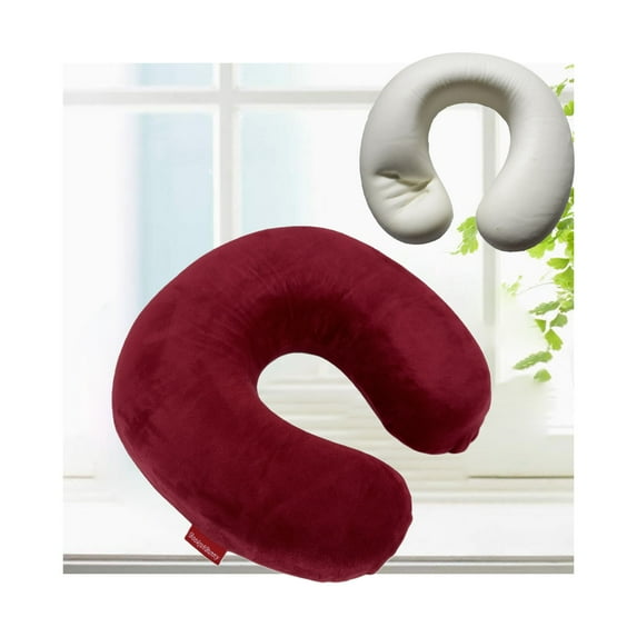Bookishbunny Child Size or Small Adult Soft Memory Foam U Shape Travel Pillow Burgundy