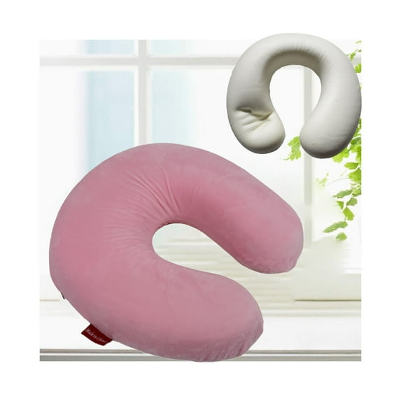 Bookishbunny Child Size or Small Adult Soft Memory Foam U Shape Travel Pillow Pink