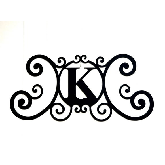 Bookishbunny Scrolled Iron Black Metal Letter Monogram Personalized Initial Wall Art Family Name Plaque Classic Decoration