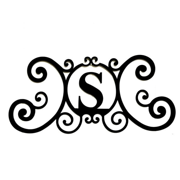 Bookishbunny Scrolled Iron Black Metal Letter Monogram Personalized Initial Wall Art Family Name Plaque Classic Decoration