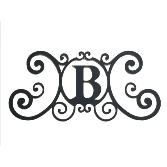 Bookishbunny Scrolled Iron Black Metal Letter Monogram Personalized Initial Wall Art Family Name Plaque Classic Decoration