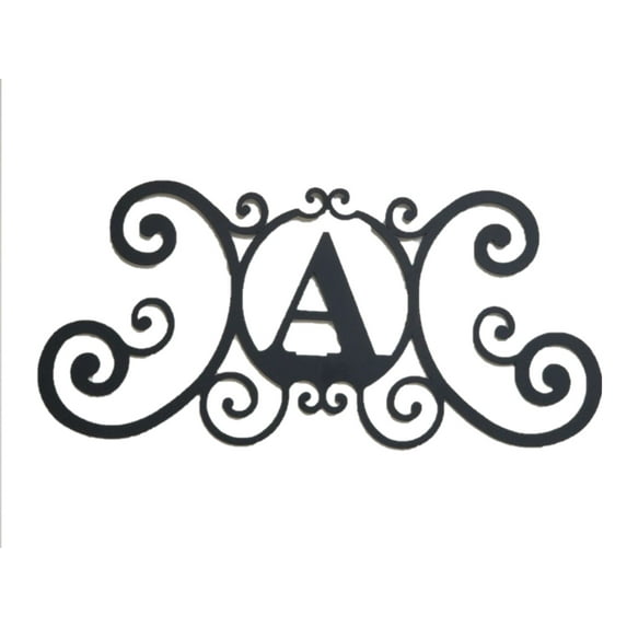 Bookishbunny Scrolled Iron Black Metal Letter Monogram Personalized Initial Wall Art Family Name Plaque Classic Decoration