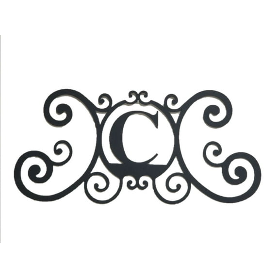 Bookishbunny Scrolled Iron Black Metal Letter Monogram Personalized Initial Wall Art Family Name Plaque Classic Decoration