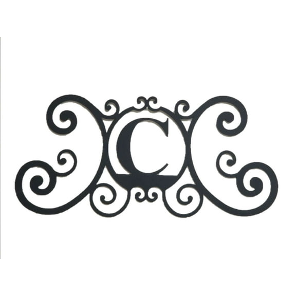 Bookishbunny Scrolled Iron Black Metal Letter Monogram Personalized Initial Wall Art Family Name Plaque Classic Decoration