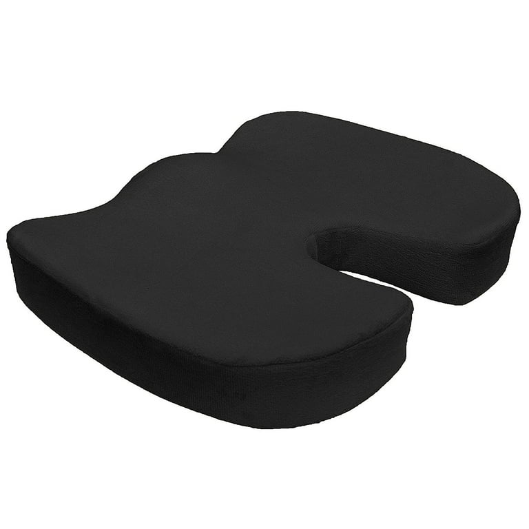 Bookishbunny Temperature Proof Memory Foam Coccyx Seat Cushion Support Pillow Sciatica & Pain Relief Car Office Chair, Size: 17.8, Black