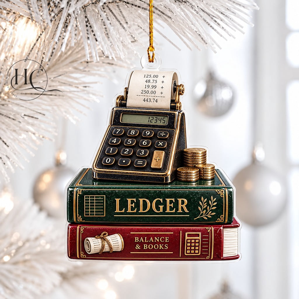 Bookkeeper Ornament Calculator, Ledger and Receipt Roll Acrylic Tree ...