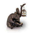 thumbnail image 1 of Booklover Bear Antique Bronze Metal Garden Sculpture with Lantern, 1 of 3