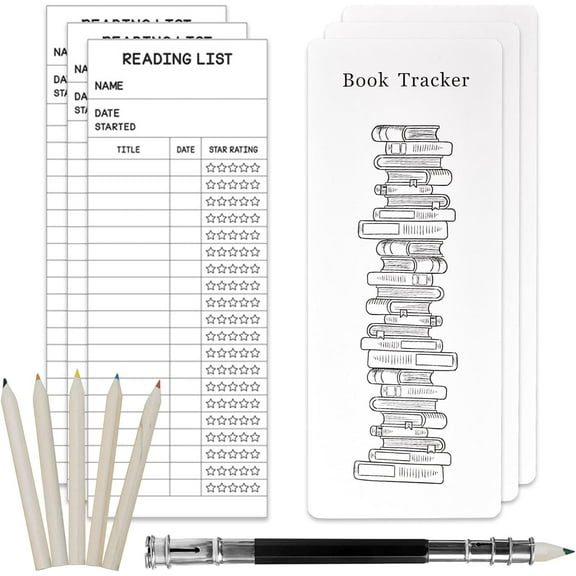 Bookmark Reading List, 3*White Reading Log 3*Book Tracker Cards Personal Reading List Page Marker Notecard for School Office, 20 * 7.5cm
