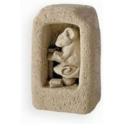 Bookmouse Wall Plaque Garden Statue Figurine, Original Sculpture Handcrafted In Stone, Artisan Made