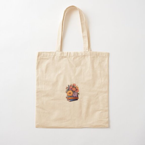 Books And Blooms Cotton Tote Bag Canvas Tote Bag, Family Gift For Mother, Her