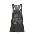 thumbnail image 1 of Books And Coffee Women's Fashion Sleeveless Flowy Racerback Workout Yoga Tank Top Charcoal Grey Medium, 1 of 3