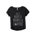 thumbnail image 1 of Books And Coffee Women's Fashion Slouchy Dolman T-Shirt Tee Heather Black 3X-Large, 1 of 3