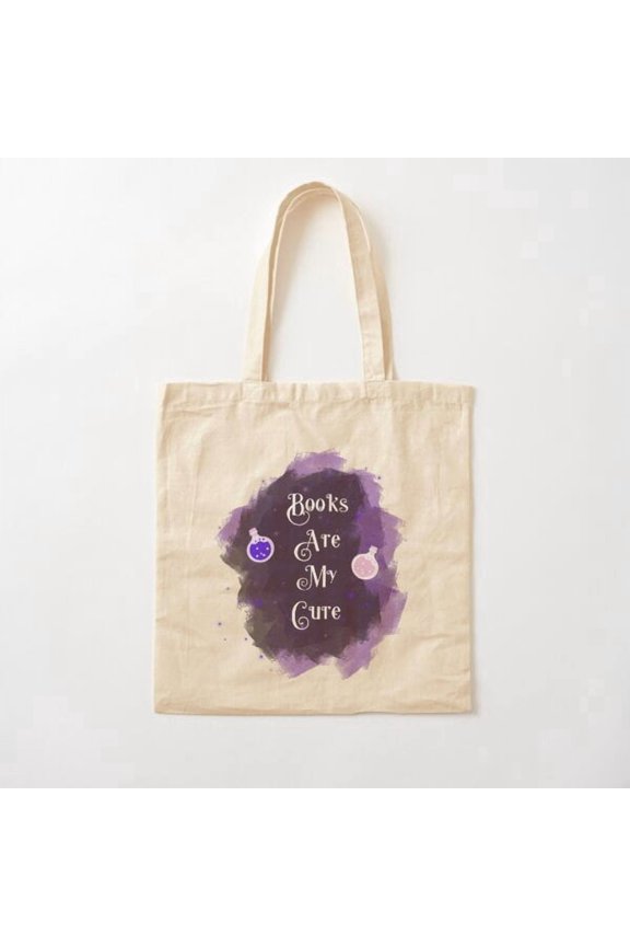 Books Are My Cure Canvas Tote Bags, Reusable Shopping Bag