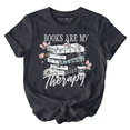 thumbnail image 1 of Books Are My Therapy Floral Vintage T-Shirt, Reading Aesthetic Tee for Bookworms, 1 of 14