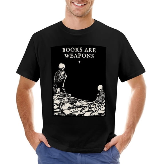 Books Are Weapons Men’s Graphic T-shirt Vintage Short Sleeve Sport Tee Black XL