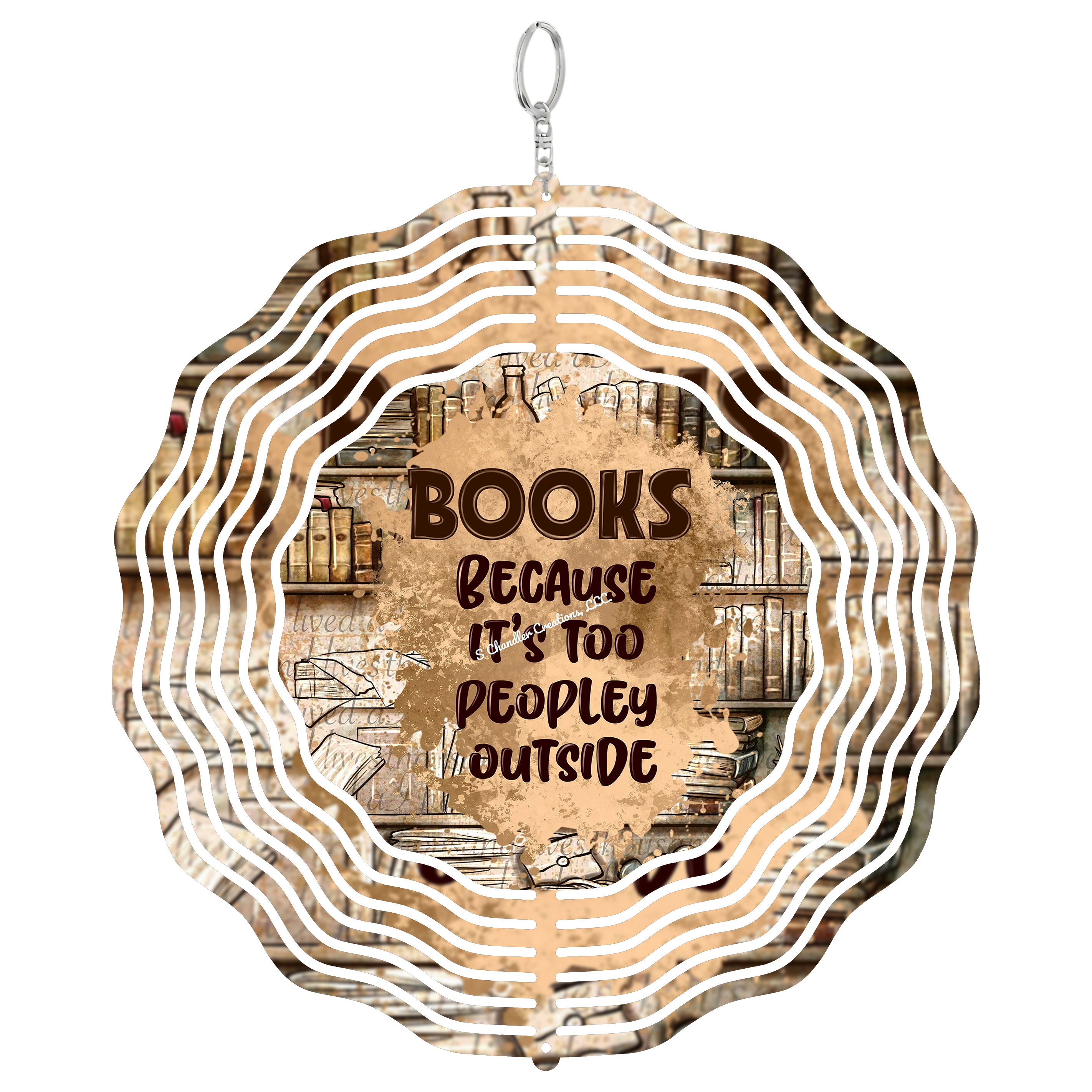 Books Because Its Too Peopley Outside 3D Wind Spinner Introvert Reader ...