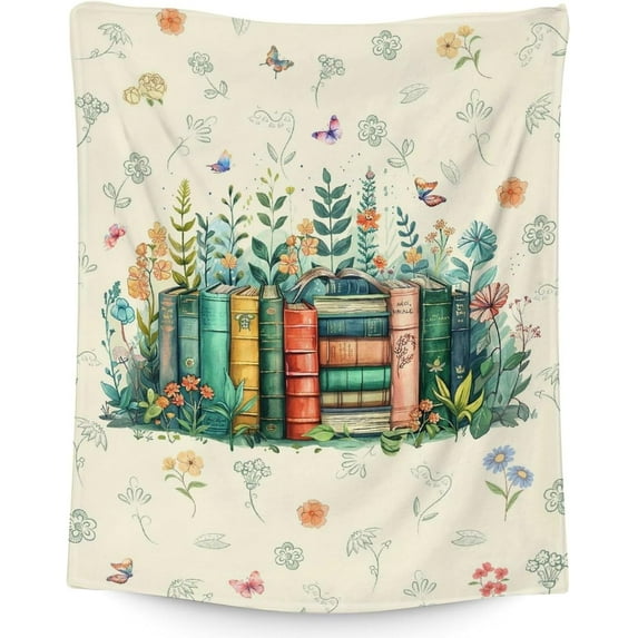 Books Blanket Gifts for Book Lovers - Vintage 30x40 Inches Reading Throw Blanket for Library - Soft Fuzzy Comforter for Couch Sofa Bed - Bedroom Decor for Read Lovers