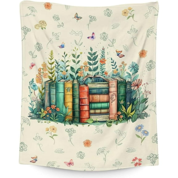 Books Blanket Gifts for Book Lovers - Vintage 50x60 Inches Reading Throw Blanket for Library - Soft Fuzzy Comforter for Couch Sofa Bed - Bedroom Decor for Read Lovers