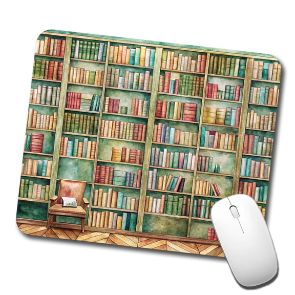 Books Bookshelves In Library Reading Reader Mouse Pad Low Profile Gaming Mat
