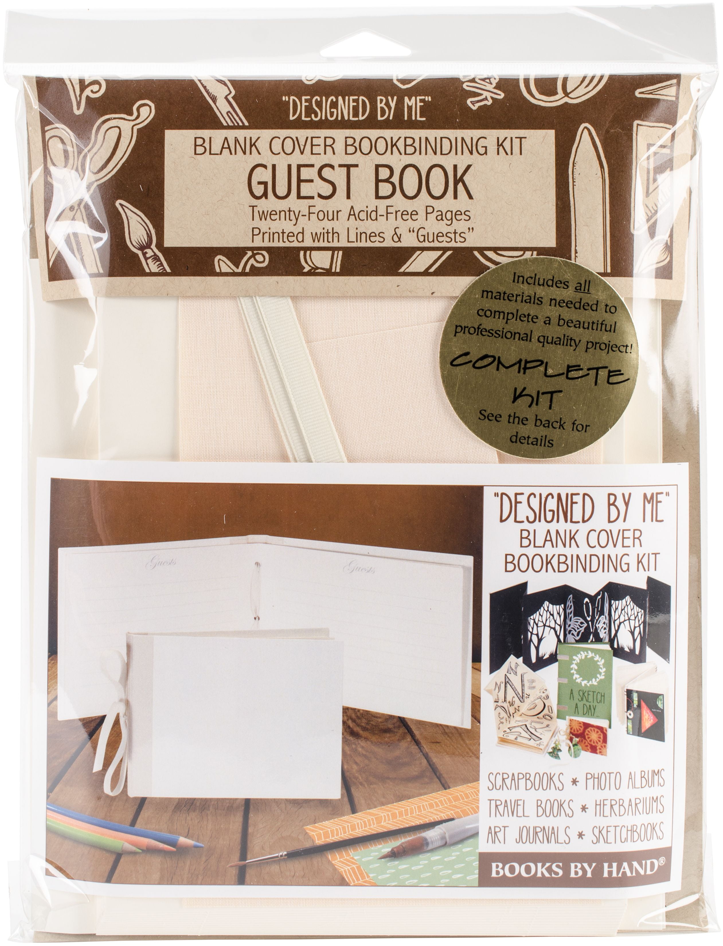 Books By Hand Designed By Me Blank Cover Bookbinding Kit-Guest Book, Ivory  7X10.5 