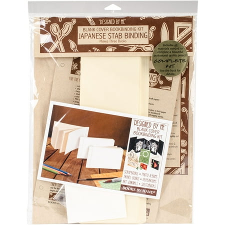 Books By Hand Designed By Me Blank Cover Bookbinding Kit-Japanese Stab Book, Ivory 4"X6", Makes 3