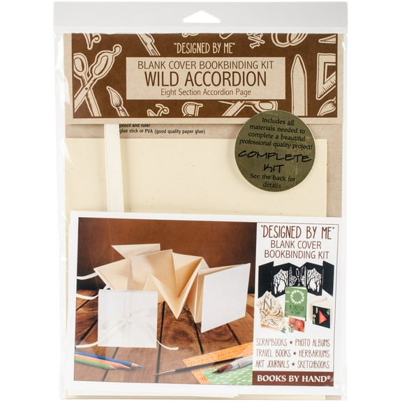 Books By Hand Designed By Me Blank Cover Bookbinding Kit-Wild Accordion Album, Ivory 4.25"X4.25"