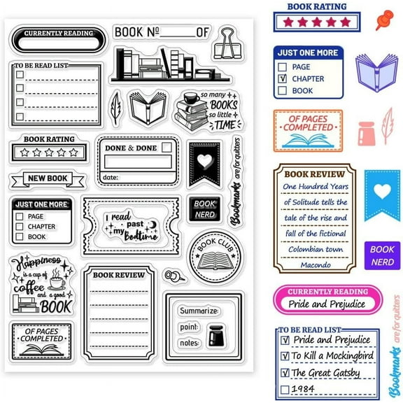 Books Clear Stamp Reading Tags Clear Rubber Stamps Silicone Stamps
