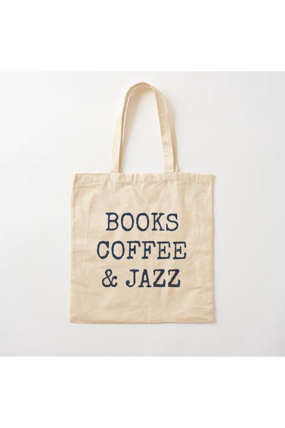 Books Coffee And Jazz Design 4 Canvas Tote Bags, Reusable Shopping Bag