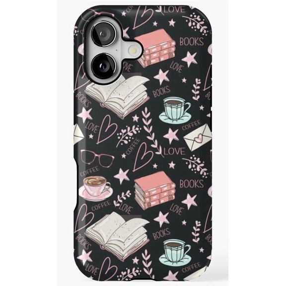 Books Coffee Pattern Cozy Library Caffeine Hobby Phone Case for iPhone 17 16 15 14 13 12 11 Pro Max