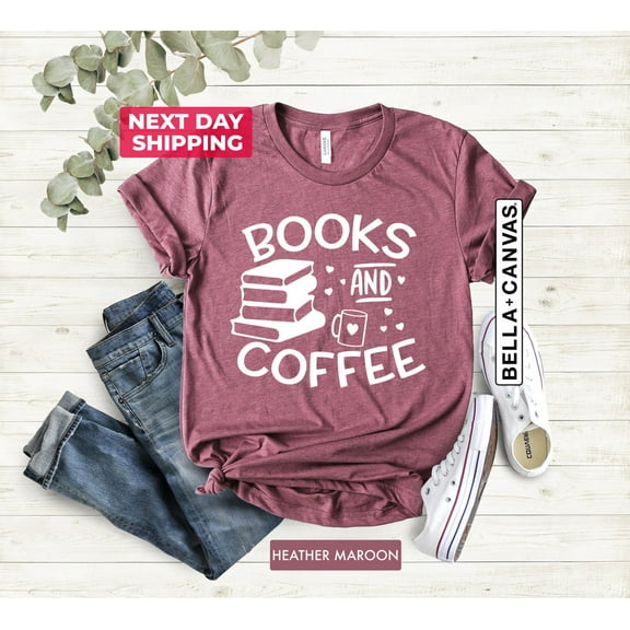Books and Coffee Shirt, Reading Shirt, Book Tee, Book TShirt, Book Shirt, Coffee Shirt, Book Lover Gift, Teacher Shirt, Book Lover Shirts All Size S-5Xl
