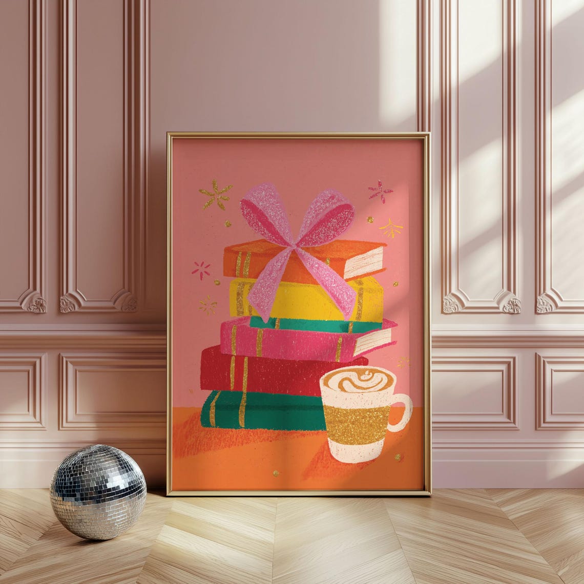 Books & Coffee Wall Art Girly Pink Coquette Book Lover Poster Y2K ...