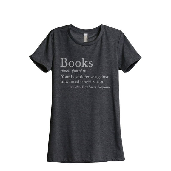 Books Definition Women's Fashion Relaxed T-Shirt Tee Charcoal Grey Large