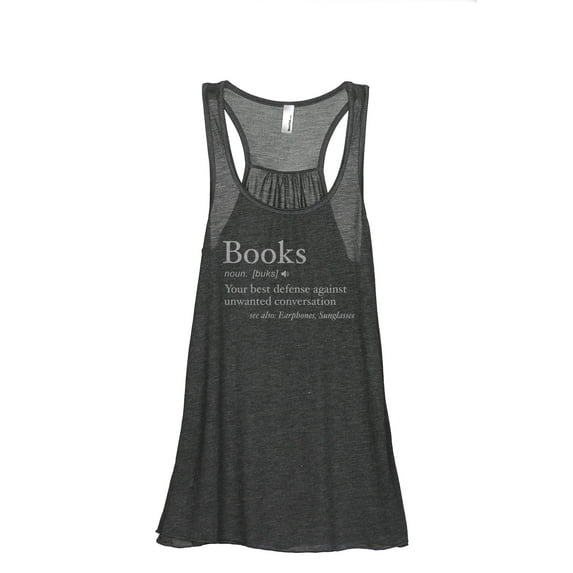 Books Definition Women's Fashion Sleeveless Flowy Racerback Workout Yoga Tank Top Charcoal Grey X-Large