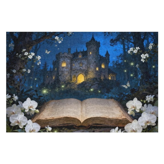 500 Piece Books and Fairy Tale Castle Scene Puzzle for Adults – Stress Relief Puzzle, Home Decorating, Brainstorming Game Novelties, Stunning Artwork
