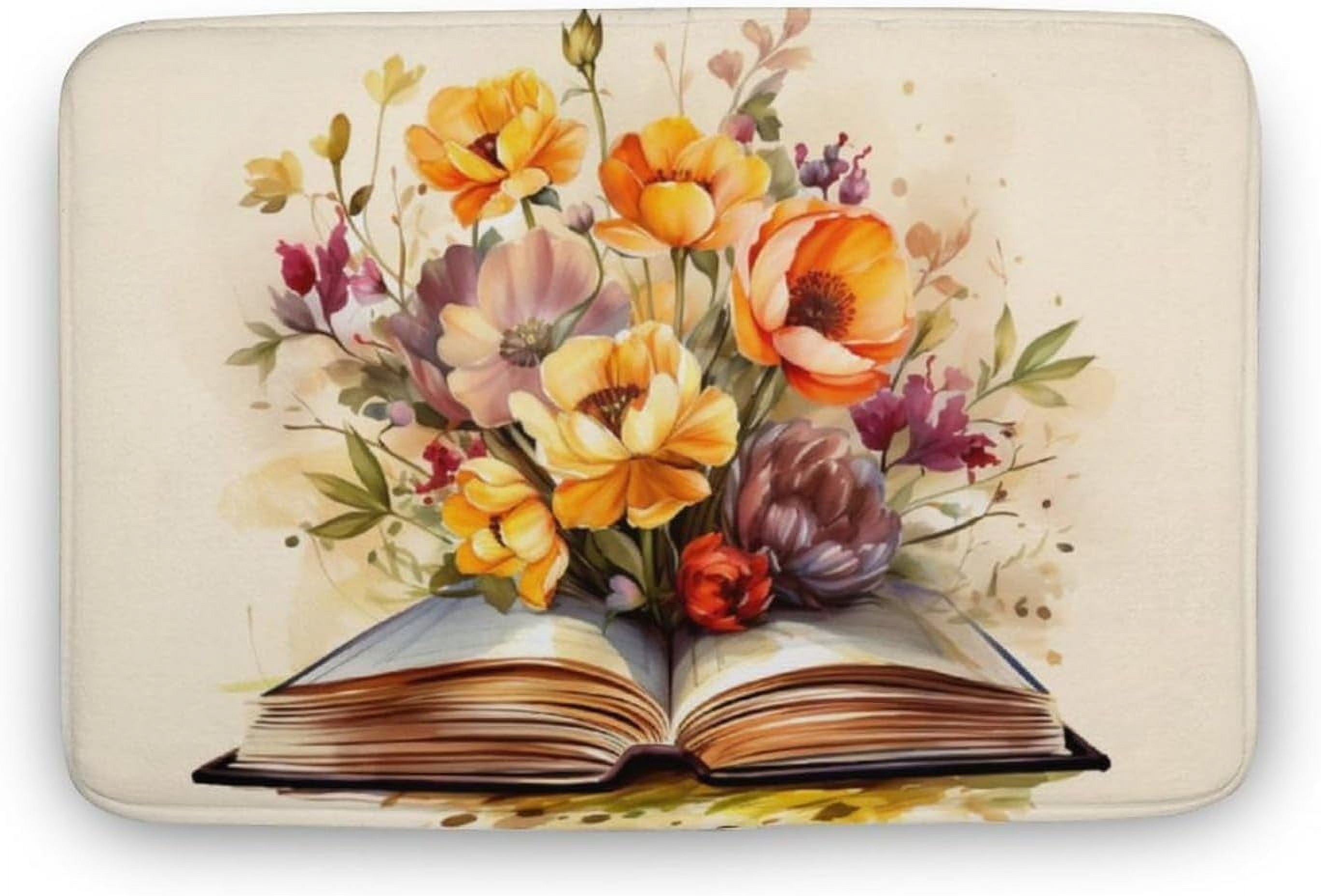 Books and Flowers Home Decor Door Mat Outdoor Doormat for Home