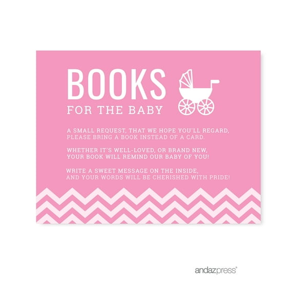 Books For Baby Bubblegum Pink Chevron Baby Shower Games, 20-Pack