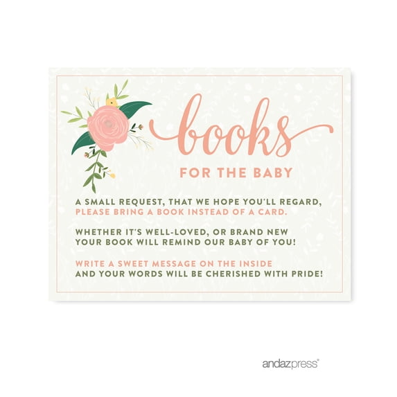 Koyal Wholesale Floral Roses Books for Baby Shower Cards Girl, 20-Pack