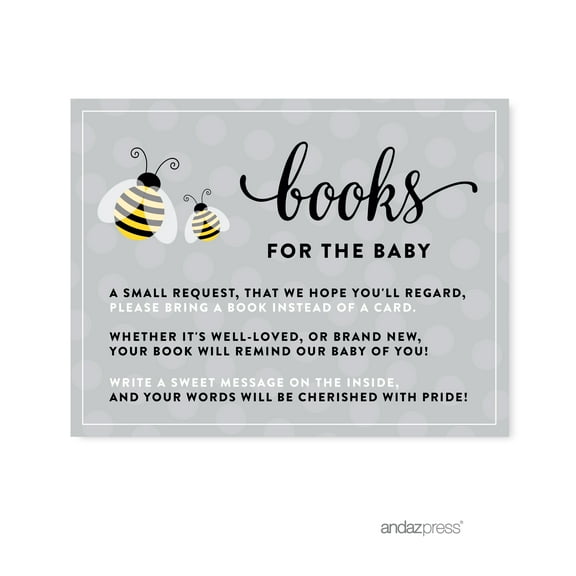 Books For Baby Mama to Bee Bumblebee Gender Neutral Baby Shower Game Request Cards, 20-Pack