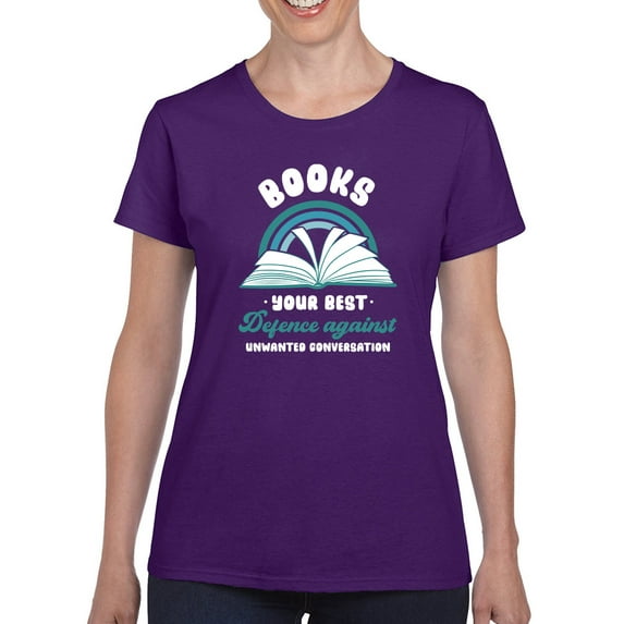 Books For Unwanted Conversation T-Shirt Women -Smartprints Designs, Female Large