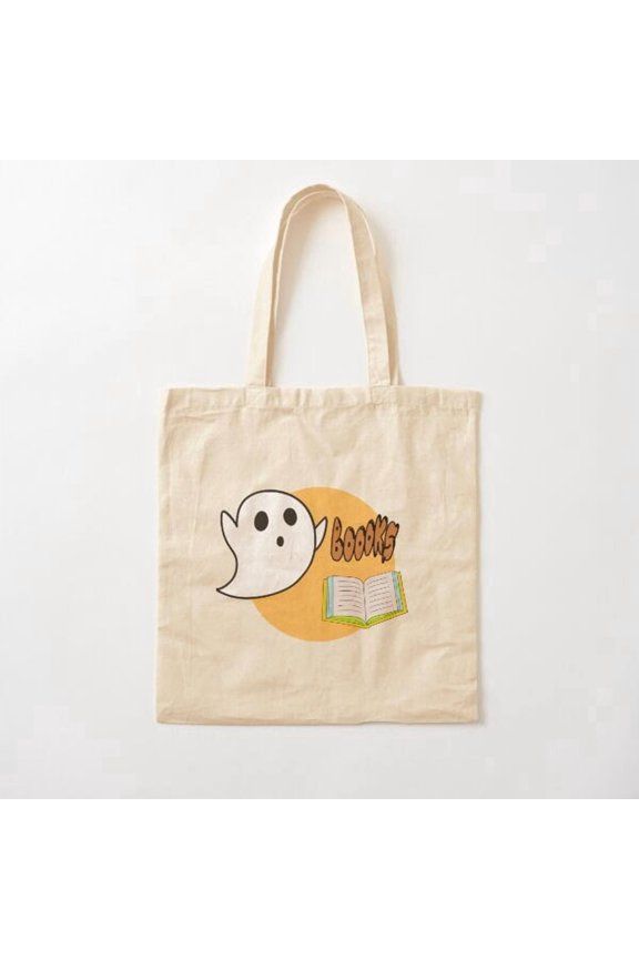 Books Halloween, Ghost Books, Books Boo Canvas Tote Bags, Reusable Shopping Bag