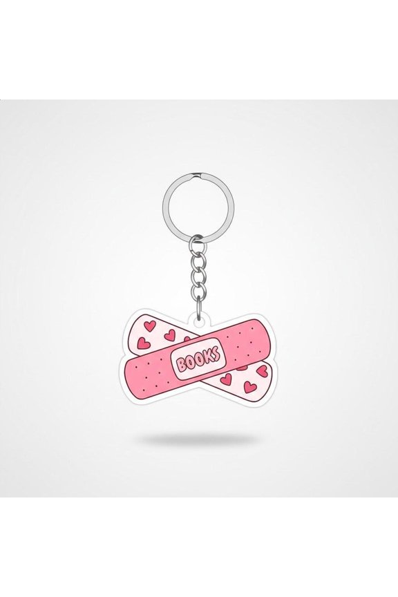 Books Heal My Soul Keychain, Pink Bandage Acrylic Charm, Book Lover Gift, Bibliophile Accessory, Cute Reading Journal Clip, Bookworm Gift