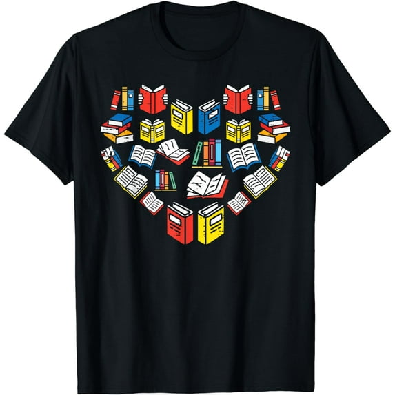 Books Heart Love Reading Teacher Librarian Bookworm Women T-Shirt